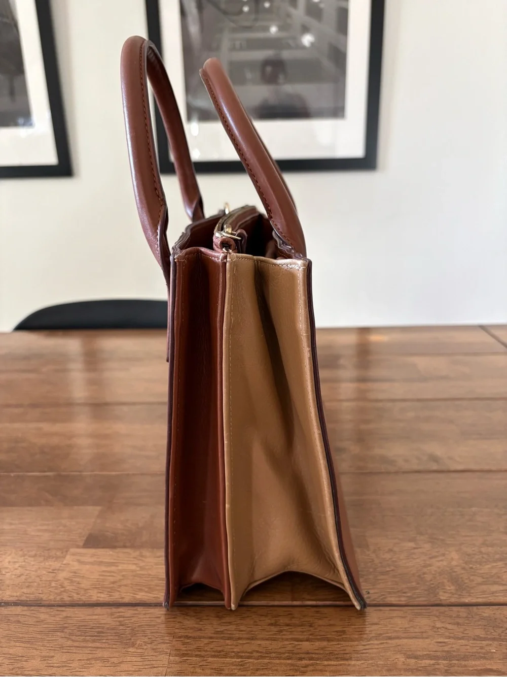 Nordstrom Brown Leather Structured Satchel